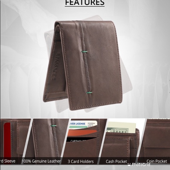 PASSAGE Brown Genuine Leather RFID Bi-fold Men's Wallet - Picture 10 of 10